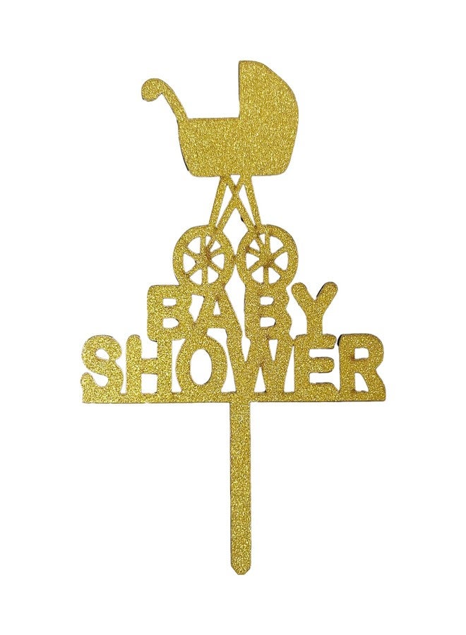 Pop Colours Baby Shower Wooden Cake Topper Gold | Golden Acrylic Baby Shower | Cake Topper/Cupcake Topper | 13 Cm - Image 1